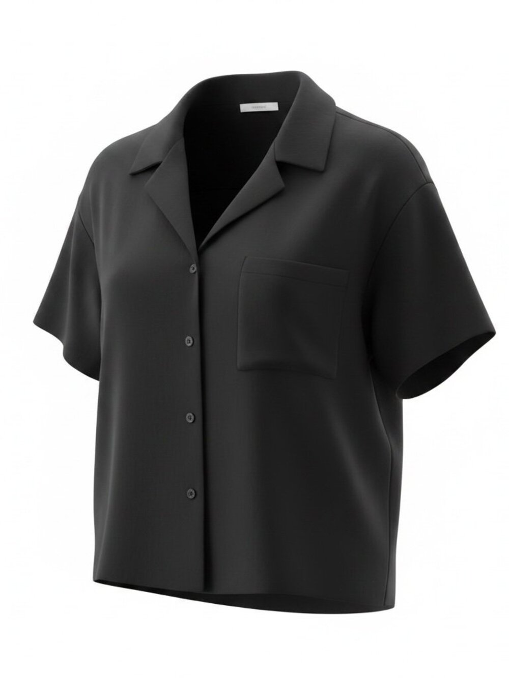 Black linen short sleeve button-down crop top - Size XL